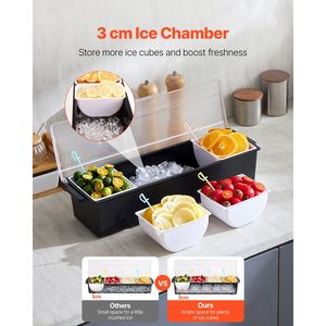 Contenitore Refrigerato per Condimenti a 4 Scomparti, Vassoio Refrigerato per Guarnizioni da Bar, Server per Condimenti Refrigerati in Acrilico Trasparente Premium - Product Image 4