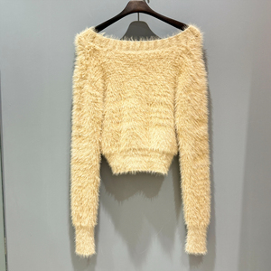 OEM personnalisable dames vêtements d'hiver à la mode Cardigan floue Jacquard manches longues tricots chauds Style décontracté pour les femmes - Product Image 2