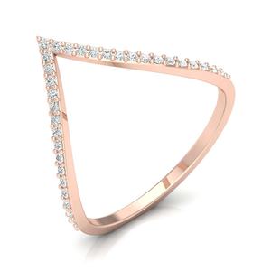 Chevron CVD HPHT Lab Grown Diamond Bague d'éternité de mariage romantique Fabriqué sur mesure en or rose 14K en forme de V personnalisé - Product Image 2