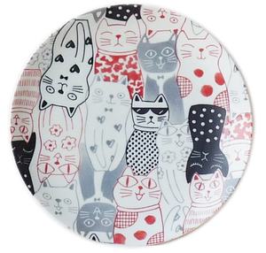 Assiette ronde en porcelaine écologique avec motif de chat mignon, compatible lave-vaisselle et micro-ondes - Product Image 4