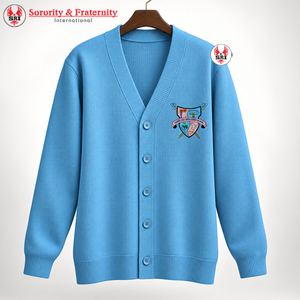 Sorority & Fraternity International Gamma Phi Delta Knitted <b>Cardigan</b> <b>Women</b> Preppy Style V-Neck Long Sleeve Embroidered Lettering - Product Image 4