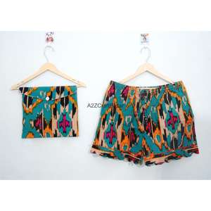 Conjunto de Pijama de Mujer 100% Algodón Puro, Clásico, de Manga Corta, Cuello en V, con Cordón Ajustable, Suave, de Secado Rápido y Transpirable - Product Image 2