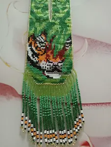 Collier vintage unique en perles de tigre | Chunky | Ethnique | Tribal | Collier | Unique | Collier pour femme africaine, pour les talentueuses, avec boucles d'oreilles - Product Image 5