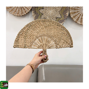 Seagrass Hand <b>Fan</b> Woven Seagrass Craft for Party Wedding Gift Home <b>Wall</b> <b>Decoration</b> Made in Vietnam Rustic Handmade Style - Product Image 1