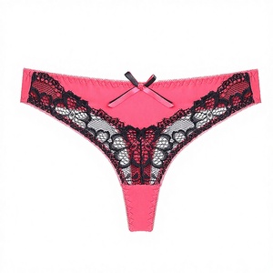 Höschen mit Schleife Sexy Dessous Neue Stickerei Schleife Einfarbig Nylon Atmungsaktiv Mittelhoher Bund Sexy Damen-Tangas Großhandel Erotik - Product Image 1