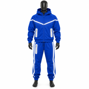 Ensemble de survêtement unisexe personnalisé, imprimé, respirant, réfléchissant, épais, style streetwear automne, avec strass et capuche, en promotion - Product Image 1
