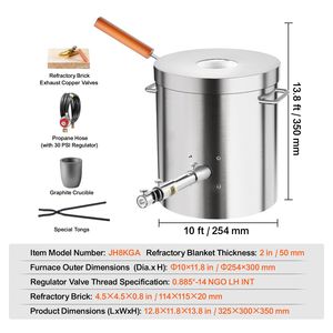 Kit Forno a Gas Propano per Fusione Metalli 8KG/18lbs, Nuovo Forno Domestico con Crogiolo, Pinze e Manico in Legno, Motore Incluso - Product Image 3