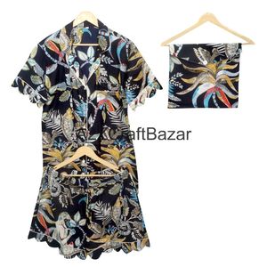 Conjunto de Pijama de Algodón 100% Puro, Lujoso, Elegante, Romántico, Clásico, para Vacaciones de Verano, con Estampado a Mano, Pantalones Cortos Tipo Canguro, Transpirable - Product Image 6