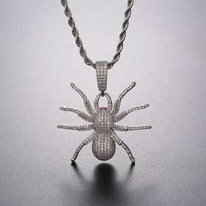 Collar de Plata 925 con Colgante de Araña de Moissanita, Joyería Hip Hop Personalizada con Incrustaciones de Piedras, Ideal para Regalo en Fiestas - Product Image 3