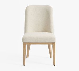 Silla de Comedor Tapizada con Patas de Madera, Silla Lateral Beige para Hogar y Restaurante, Muebles Indonesios - Product Image 3