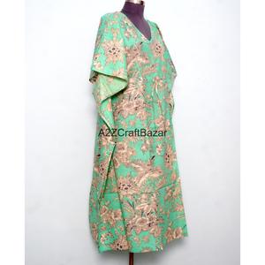 Robe longue moulante vintage indienne à col en V en coton écologique faite à la main pour mamans - Idéale pour la plage ou comme tenue de nuit - Product Image 4