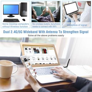 Adattatore USB WiFi AC600Mbps Dual Band 5G/2.4G 802.11ac Rete Wireless per PC Desktop Laptop con Antenne Esterne da 2dBi - Product Image 6