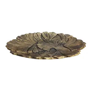 Aluminum Leaf Shape Dish Brass Large Size Dry Fruit Platter For Serving Kitchenware Tray Handmade Customized In Bulk
