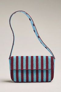 Vintage Beaded Envelope <b>Handbag</b> With Floral Embroidery Striped Pattern Single Strap Women's Party Wedding Bag - Product Image 5