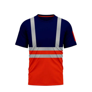 Premium Quality Men's Sleeveless Hi-Vis Waterproof Self-Adhesive Safety Workwear Reflective <b>PVC</b> Nylon Spandex T-Shirt Custom - Product Image 1