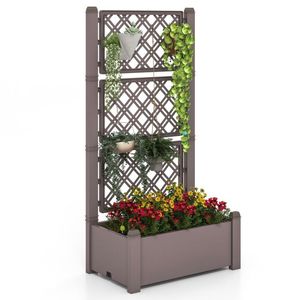 Self-Watering Outdoor Raised Garden Bed Trellis with Water Level Indicator <b>Planter</b> <b>Box</b> for Flowers & Plants - Product Image 1