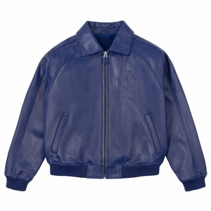 Leather <b>Jacket</b> for <b>Men</b> Streetwear Custom Fashion Outerwear Supplier Casual Wear Bulk Wholesale Manufacturer - Product Image 1