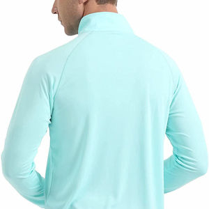 Men Stand Collar Quarter Zip Long Sleeve Pullover Solid Color Quick Dry Slim Fit Knitted Polyester Sweatshirt Summer Casual - Product Image 4