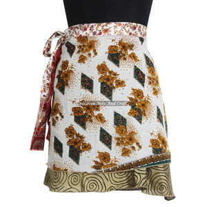 Bohemian Hippie <b>Beach</b> Magic Short Dress Summer Mini Skirts For Women Women's Hippy Silk Sari Magic <b>Wrap</b> Skirt Casual Style - Product Image 5