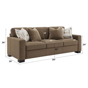 Set Divano in Tessuto Scamosciato Marrone Darya con 4 Cuscini, Elegante Arredamento per Soggiorno - Product Image 2
