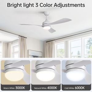 Ventilatore da soffitto LED da 52 pollici con 3 pale in ABS, telecomando, motore DC reversibile, prestazioni silenziose, 3 alette di prolunga (5/10/24 pollici) - Product Image 5