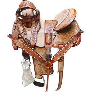 Silla de montar western de cuero premium para carreras de barriles, para adultos, disponible en todos los tamaños. - Product Image 1
