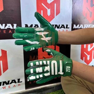 High Quality Custom Logo Design American Football Receiver Gloves Hand Grip Anti-Slip Full Finger Adjustable Wrist Strap <b>Men</b> - Product Image 1