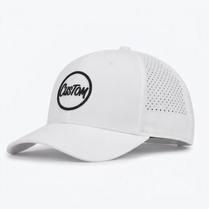 Casquette de golf à visière incurvée, 6 panneaux, trous découpés au laser, broderie 3D, logo personnalisé, tissu en coton, pour homme et femme, casquette de baseball, casquette de golf - Product Image 1