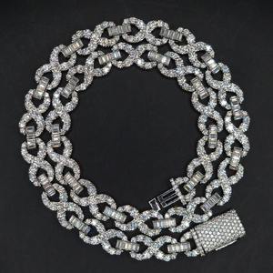 AMBER JEWELS Luxury Unisex 925 Silver Moissanite Chain Link <b>Bracelets</b> Brilliant Cut Cross Design Party Wear T-622 Rhodium Plated - Product Image 2