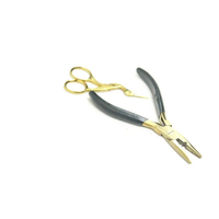 Kit d'outils professionnels pour extensions de cheveux en métal doré au plasma, pour micro-anneaux, pinces à boucles, ensemble avec aiguille et ciseaux