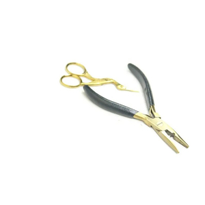 Professional Plasma Gold Metal Hair Extension Tools Kit for Micro Nano Ring Loop <b>Pliers</b> <b>Set</b> with Needle Scissors - Product Image 1