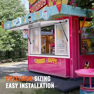 Finestra di Servizio in Alluminio 135x84 cm per Food Truck, 4 Pannelli Scorrevoli con Tenda, Porta con Gancio Apribile a 85 Gradi per Negozi di Alimentari - Product Image 2