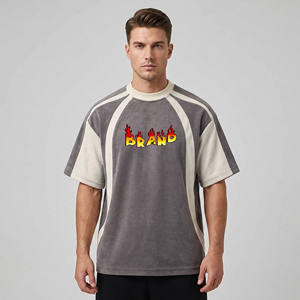 Camiseta Unisex Gris con Mangas en Contraste, Cuello Redondo, Casual, Manga Corta, 100% Algodón Jersey, 250GSM, Transpirable, Ecológica - Product Image 1