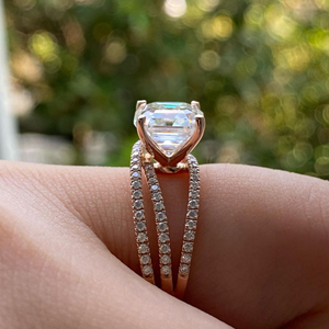 แหวนเพชรทรง Asscher 1 กะรัต ชุบทองคำขาว 14K สำหรับเธอ พร้อมใบรับรอง IGI ขายดี - Product Image 3