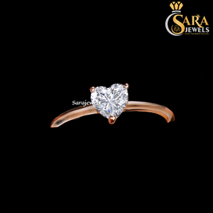 Hot Sale Women's Rose Gold Plated Heart Diamond Engagement <b>Ring</b> Classic Prong Setting 10K Gold Jewelry From <b>Indian</b> Supplier - Product Image 1