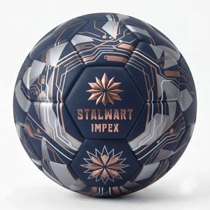 Balón de Fútbol Stalwart Impex Talla 5, Diseño de Logotipo con Serigrafía Duradera, Patrón Morado y Gris - Product Image 6