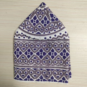 Chapeau islamique Kufi brodé pour homme, orné de pierres, motif floral en coton, respirant et écologique, toutes saisons - Product Image 4