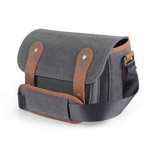 Sac à bandoulière pour appareil photo en cuir et toile personnalisé avec fermeture éclair, sac de voyage pour appareil photo reflex numérique DSLR SLR, sac messager pour photographie, étanche et antichoc - Product Image 1