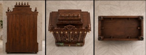 Peacock Design Door Carving Wooden Pooja <b>Mandir</b> Buy Traditional Style Solid Wood Temples For Pooja Room With Storage Cabinets - Product Image 5
