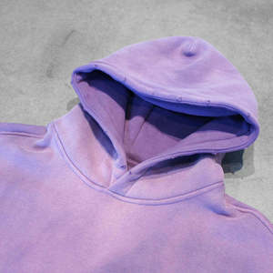 Sudadera con Capucha Extra Grande para Hombre, Color Morado Sólido, Algodón French Terry, Estilo Casual Urbano, Corte Regular, para Otoño - Product Image 4