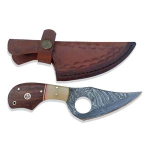 Couteau à Découper en Damas Personnalisable de Haute Qualité, Lame Faite à la Main pour l'Extérieur avec Logo Gravé OEM et Fourreau en Bois - Product Image 4