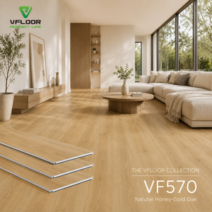 (สีใหม่) พื้น SPC กันน้ำระดับพรีเมียม VF570 แกนสีขาวบริสุทธิ์ ระบบคลิ๊กล็อค ทนทานต่อการสึกหรอ ผลิตโดย VFLOOR - Product Image 2