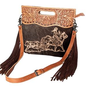 Última Colección Otoño personalizado láser impreso cuero real bohemio ecológico Sling Bag borla flores para mujeres multiuso - Product Image 1
