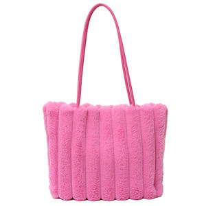 ファッショナブルな女性女性のぬいぐるみハンドバッグ冬卸売大型モノグラムトートバッグ - Product Image 4