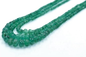 Collier de perles rondes lisses en émeraude naturelle de Zambie, 3,5 mm, 12-14 pouces, 3 brins, poids personnalisable - Product Image 5