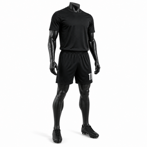 Conjunto de Camiseta de Fútbol Negra para Hombre, Manga Corta, Cuello en V, Absorbe la Humedad, Transpirable, Poliéster, Uniforme con Número 11 y Diseño de Puntos - Product Image 1
