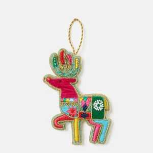 Patch brodé coloré en forme de renne avec cordon de suspension, style vintage, en alliage de zinc et cristal, applique animale mignonne unisexe - Product Image 1