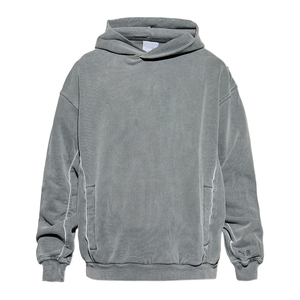 Sudadera con capucha de terciopelo de alta calidad para hombre, color gris, manga larga, estilo casual, con bolsillos. - Product Image 4