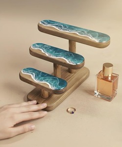 <b>Wooden</b> Ocean Design Stand Ideal For Home Decor Organization Perfumes Cosmetics And Tabletop Display Storage From India - Product Image 3