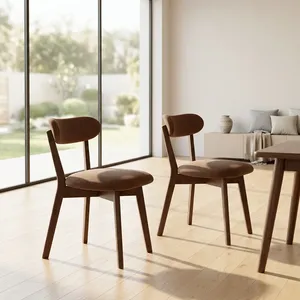 Modern Velvet Upholstered Restaurant Dining <b>Chair</b> Curved <b>Padded</b> Backrest Metal Frame Eco-Friendly Brown Leather Seat Cafe Home - Product Image 3